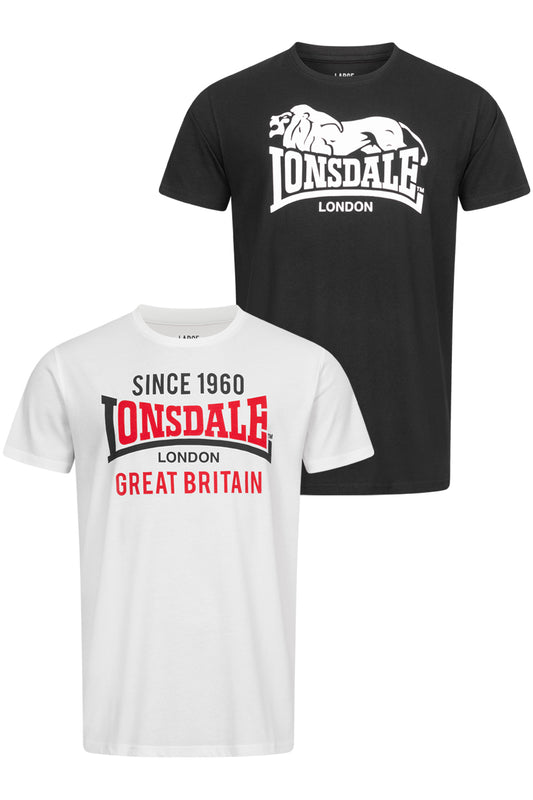 Lonsdale 117431 Collessie Doppelpack T-Shirts - Schwarz/Weiss